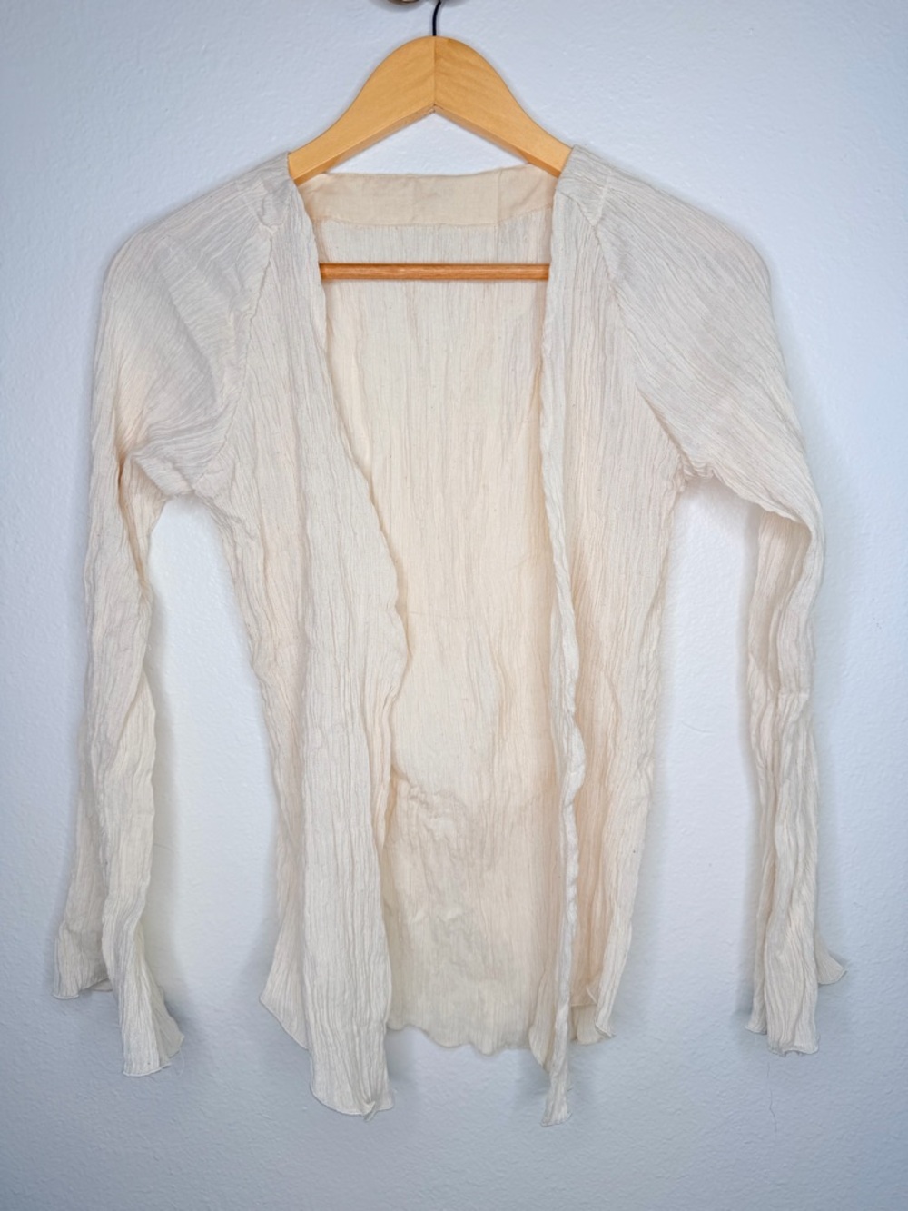 Light Cream Open-Front Lightweight Cardigan Sweater